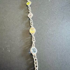 Judith Ripka multi colored quartz crystal bracelet with toggle.